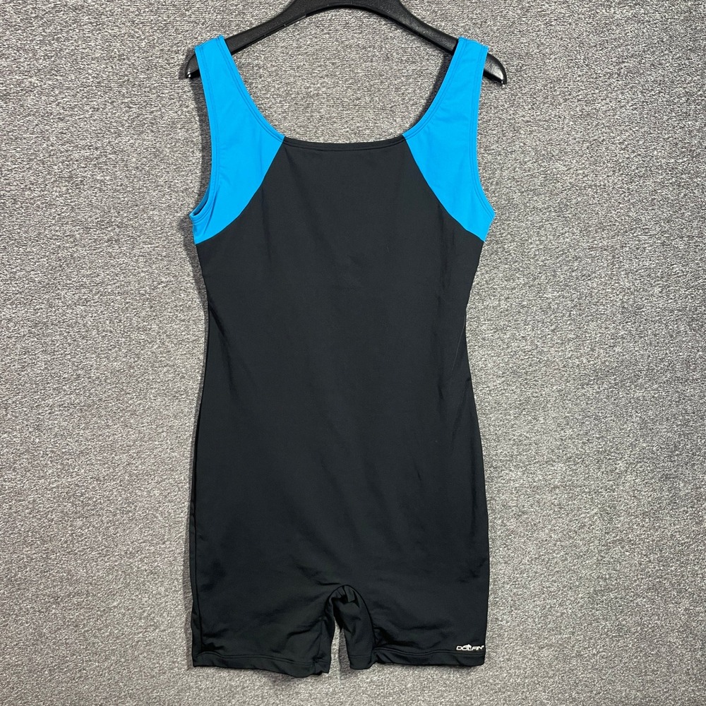 Dolfin Aquashape Swimsuit One Piece Size 40/14 Womens Black Blue Unitard